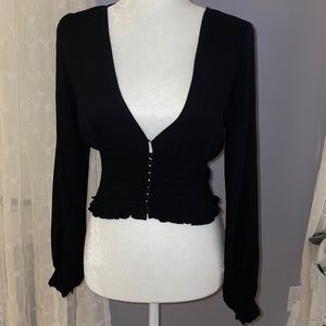 Black bell sleeved crop top